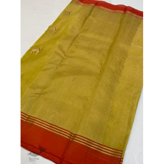 online Handwoven Silk - Chanderi Saree With Nandi Motif