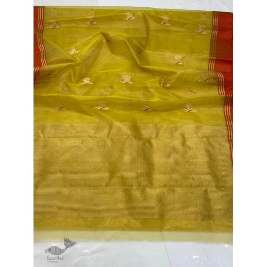 online Handwoven Silk - Chanderi Saree With Nandi Motif