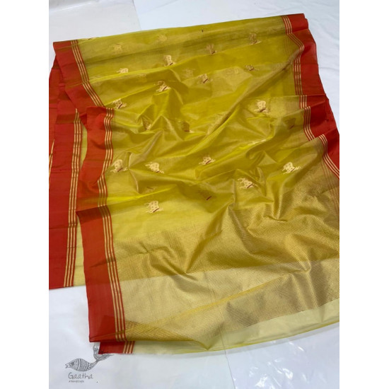 online Handwoven Silk - Chanderi Saree With Nandi Motif