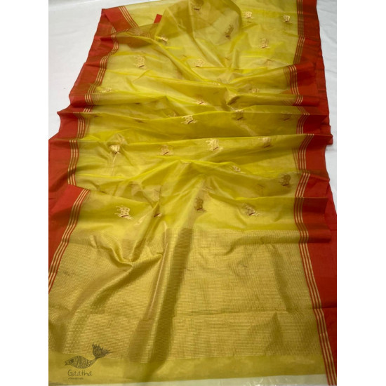 online Handwoven Silk - Chanderi Saree With Nandi Motif