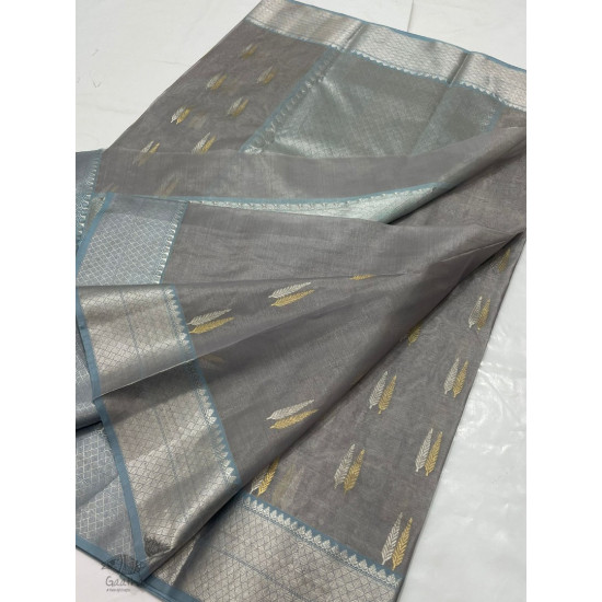 online Handwoven Silk - Chanderi Silver & Golden Butta Saree