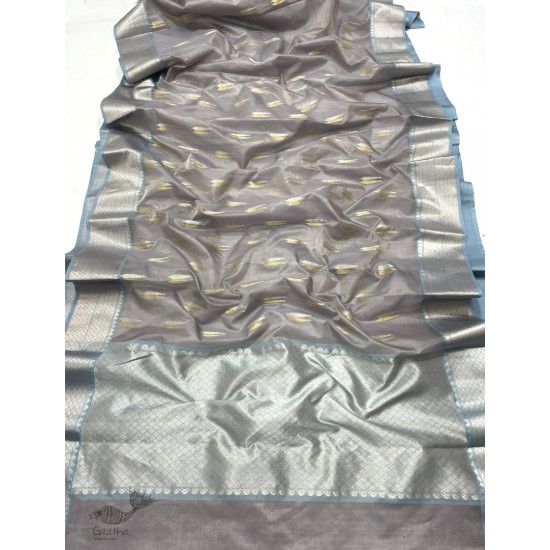 online Handwoven Silk - Chanderi Silver & Golden Butta Saree