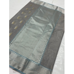 Padmapriya | Handwoven Silk - Chanderi Silver & Golden Butta Saree