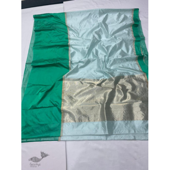 online Handwoven Silk - Chanderi green Border Saree