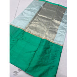 Padmapriya | Handwoven Silk - Chanderi Green Border Saree