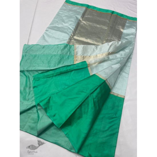 online Handwoven Silk - Chanderi green Border Saree