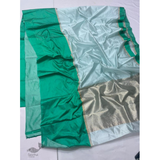 online Handwoven Silk - Chanderi green Border Saree