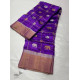 online Handwoven Silk - Chanderi Violet Zari Checks Saree