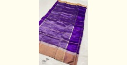 Padmapriya | Handwoven Silk - Chanderi Violet Zari Checks Saree