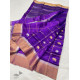 online Handwoven Silk - Chanderi Violet Zari Checks Saree