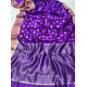 online Handwoven Silk - Chanderi Violet Zari Checks Saree