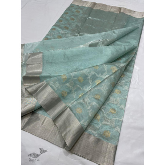 online Handwoven Silk - Chanderi Silver Border Saree