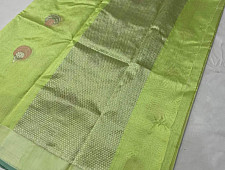 Padmapriya | Handwoven Silk - Chanderi Parrot Green Saree