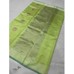 Padmapriya | Handwoven Silk - Chanderi Parrot Green Saree