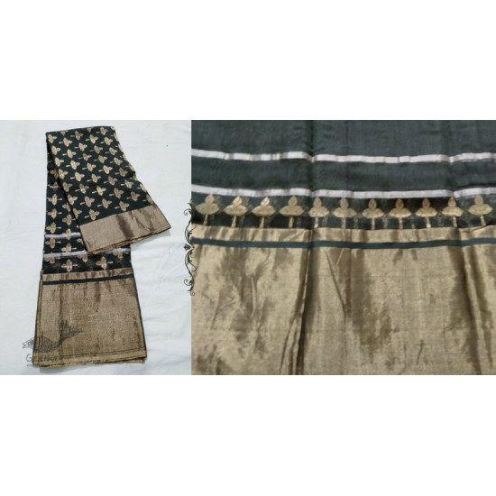 online Handwoven Silk - Chanderi Leaf Motif Saree