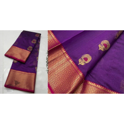 Padmapriya | Handwoven Silk - Chanderi Saree With Golden Broad Border