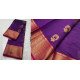 online Handwoven Silk - Chanderi Saree With Golden Broad Border