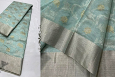 Padmapriya | Handwoven Silk - Chanderi Silver Border Saree