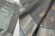 Padmapriya | Handwoven Silk - Chanderi Silver & Golden Butta Saree