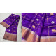 online Handwoven Silk - Chanderi Violet Zari Checks Saree