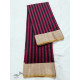 online  Handwoven Silk - Chanderi Golden Border Red & Black Stripe Saree