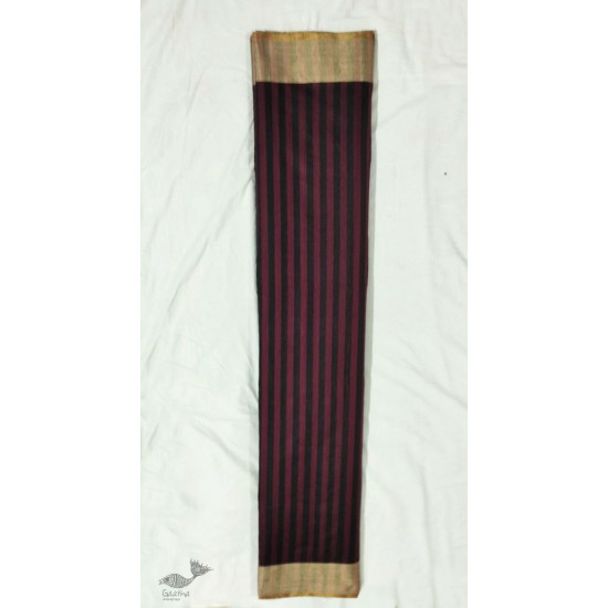 online  Handwoven Silk - Chanderi Golden Border Red & Black Stripe Saree