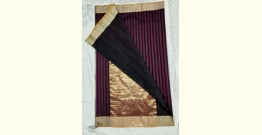 Padmapriya | Handwoven Silk - Chanderi Golden Border Red & Black Stripe Saree