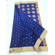 online Chanderi Silk saree - Blue Chanderi Saree With Golden Butta