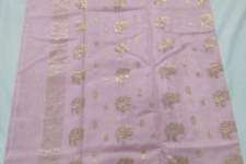 Padmapriya | Chanderi Silk Handwoven Saree - Light Pink with Golden Butta