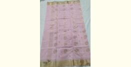 Padmapriya | Chanderi Silk Handwoven Saree - Light Pink with Golden Butta