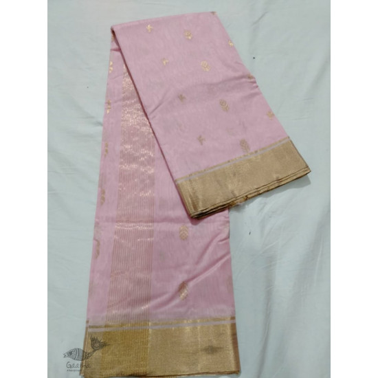 online Chanderi Silk Handwoven Saree - Light Pink with Golden Butta