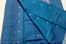 Padmapriya | Handwoven Silk - Chanderi Golden Border Saree - Bluish Grey