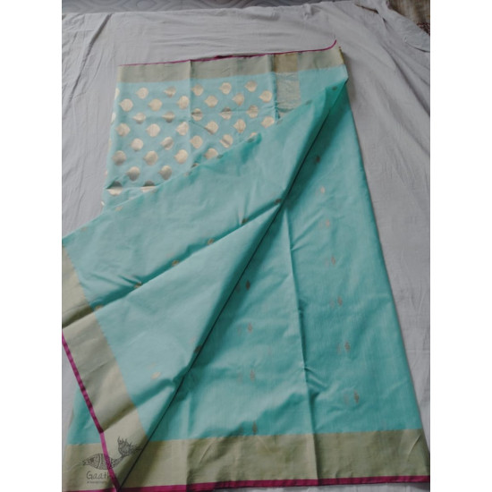 online Chanderi Silk saree - - Sky Blue