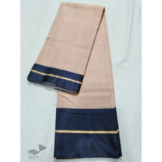 online Chanderi Silk saree -  Chanderi Plain Beige with Black Border Saree