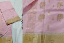 Padmapriya | Chanderi Silk Handwoven Saree - Light Pink with Golden Butta