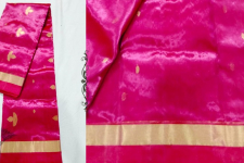 Padmapriya | Chanderi Silk Handwoven Saree - Rani Pink