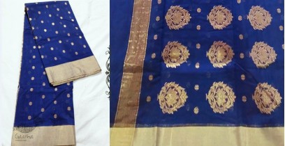 Padmapriya | Handwoven Silk - Blue Chanderi Saree With Golden Butta