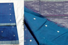 Padmapriya | Handwoven Silk - Chanderi Golden Border Saree - Bluish Grey