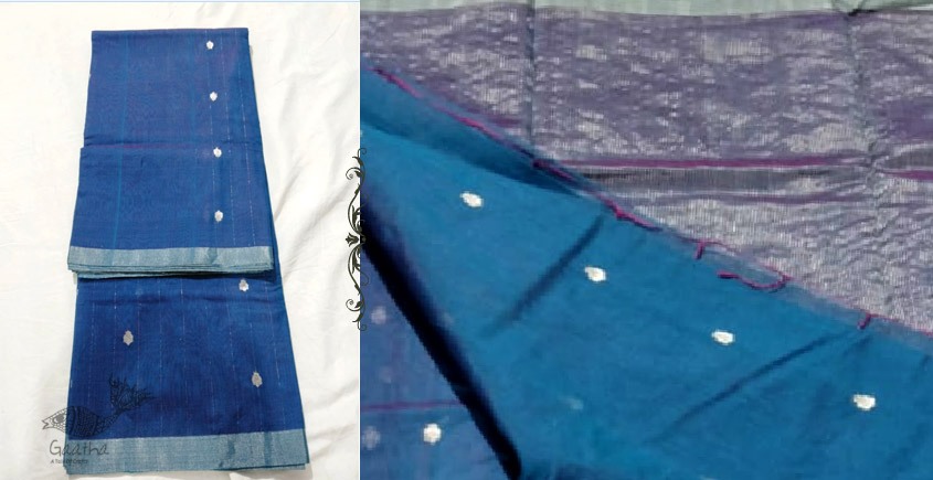 online Chanderi Silk saree -  bluish grey