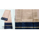 online Chanderi Silk saree -  Chanderi Plain Beige with Black Border Saree