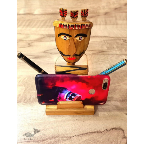 shop Handmade From Bamboo - Tribal Mobile Stand With Pen Holder