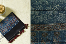 Ajrakh Printed Mashru (Cotton + Silk) Stole