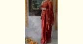 Shaahi ❂ Gold & Red tissue Silk Hand-embroidered Saree ❂ C