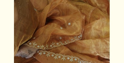 Shaahi ❂ Golden Tissue silk Hand-embroidered Saree  ❂  A