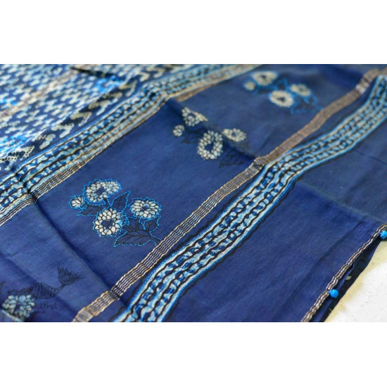 पलक ⚛ Dabu Printed . Embroidered Maheshwari  Saree ⚛ 15