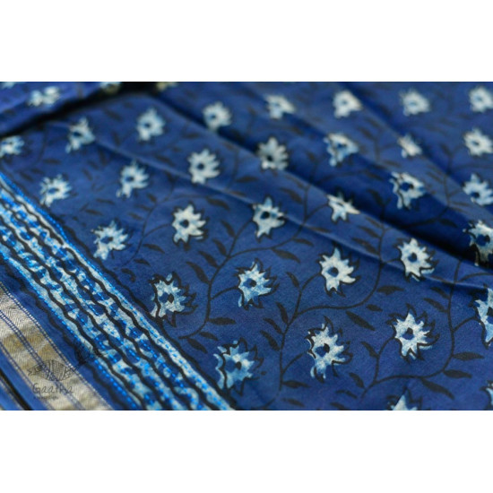 पलक ⚛ Dabu Printed . Embroidered Maheshwari  Saree ⚛ 15