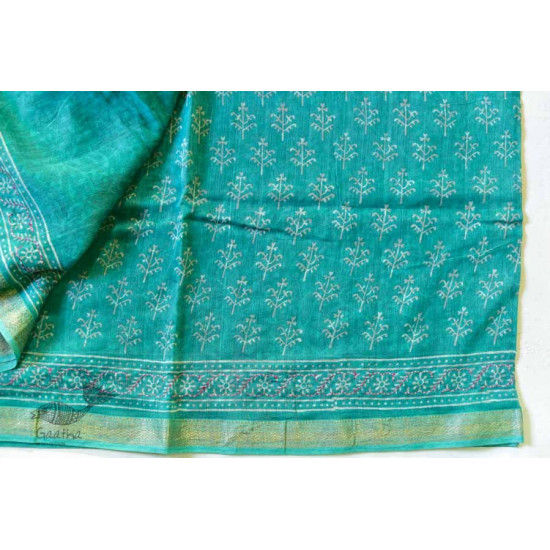 पलक ⚛ Dabu Printed . Embroidered Maheshwari  Saree ⚛ 16