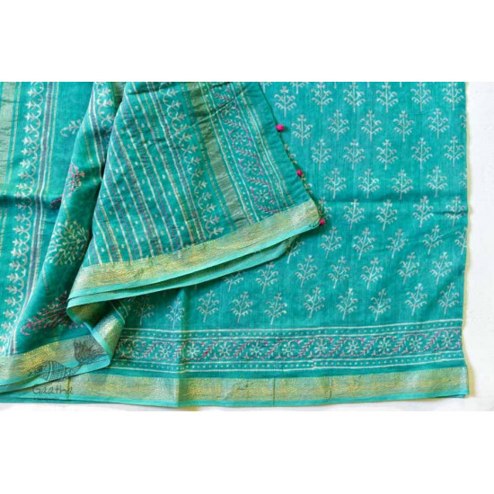 पलक ⚛ Dabu Printed . Embroidered Maheshwari  Saree ⚛ 16