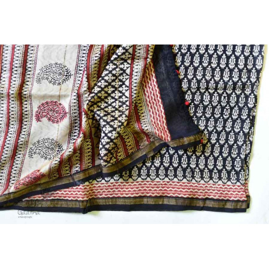 पलक ⚛ Dabu Printed . Embroidered Chanderi Saree ⚛ 4