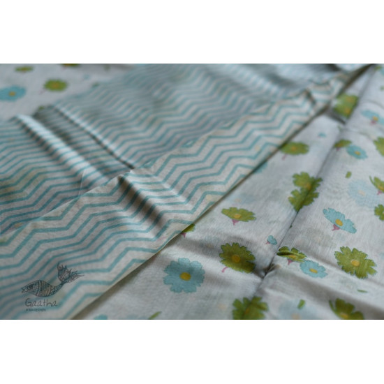 Handloom Chanderi Printed Saree - with flower motif